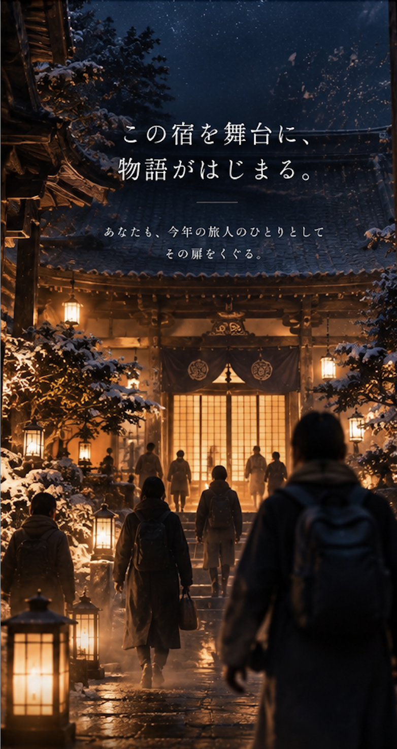 この宿を舞台に、物語がはじまる。あなたも、今年の旅人のひとりとしてその扉をくぐる。