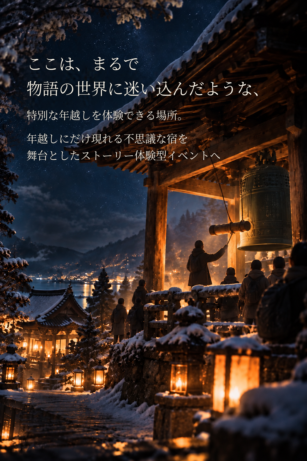 ここは、まるで 物語の世界に迷い込んだような 特別な年越しを体験できる場所。 年越しにだけ現れる不思議な宿を 舞台としたストーリー体験型イベントへ